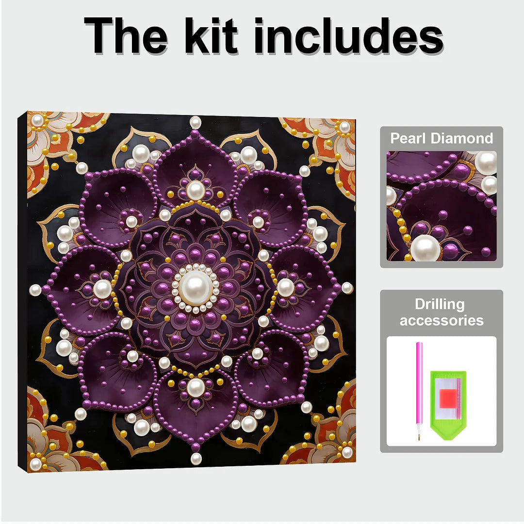 DIY Pearl Painting With Frame - Handmade Self-Adhesive Pearls - Mandala (30*30cm) B