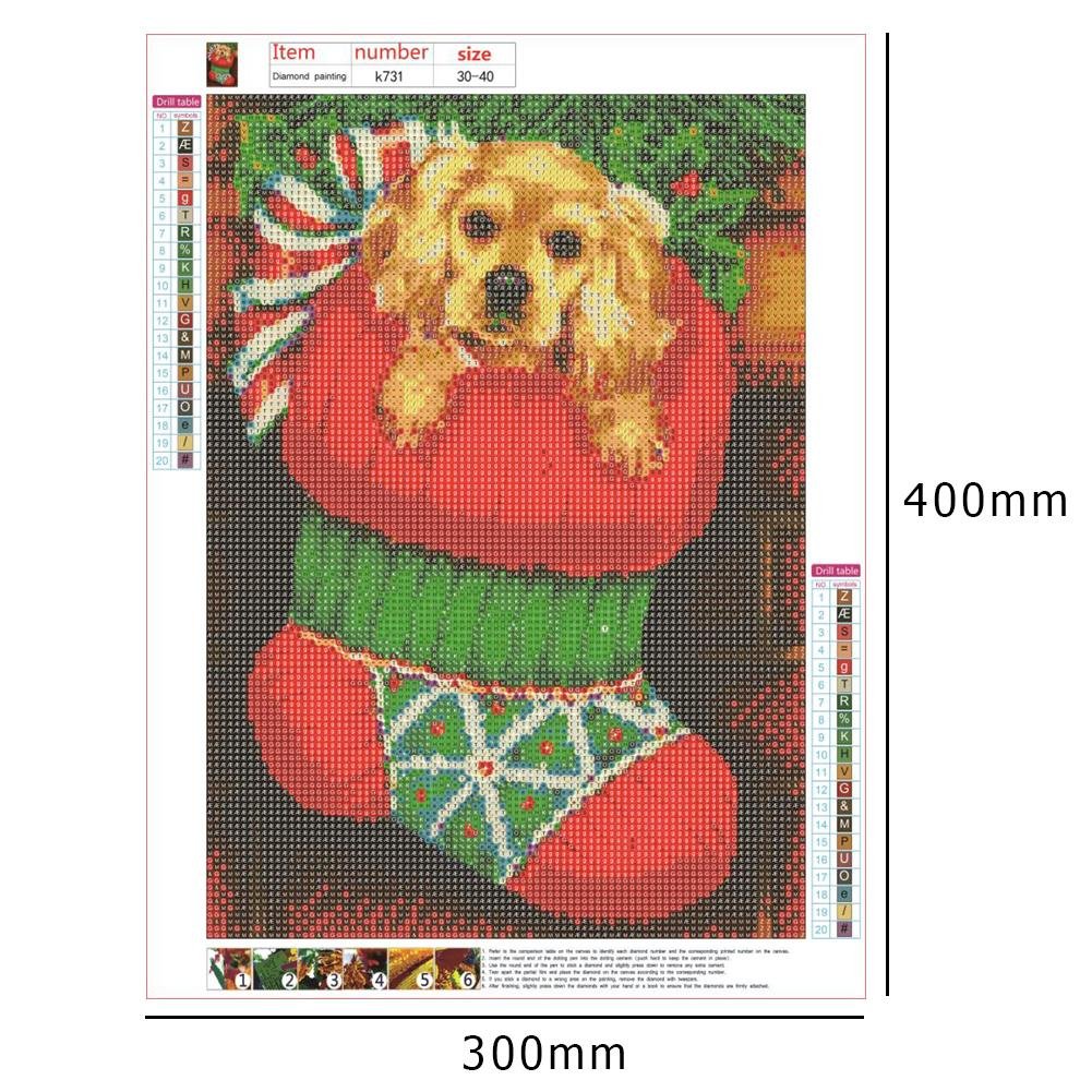 Diamond Painting - Full Round - Christmas Dog B