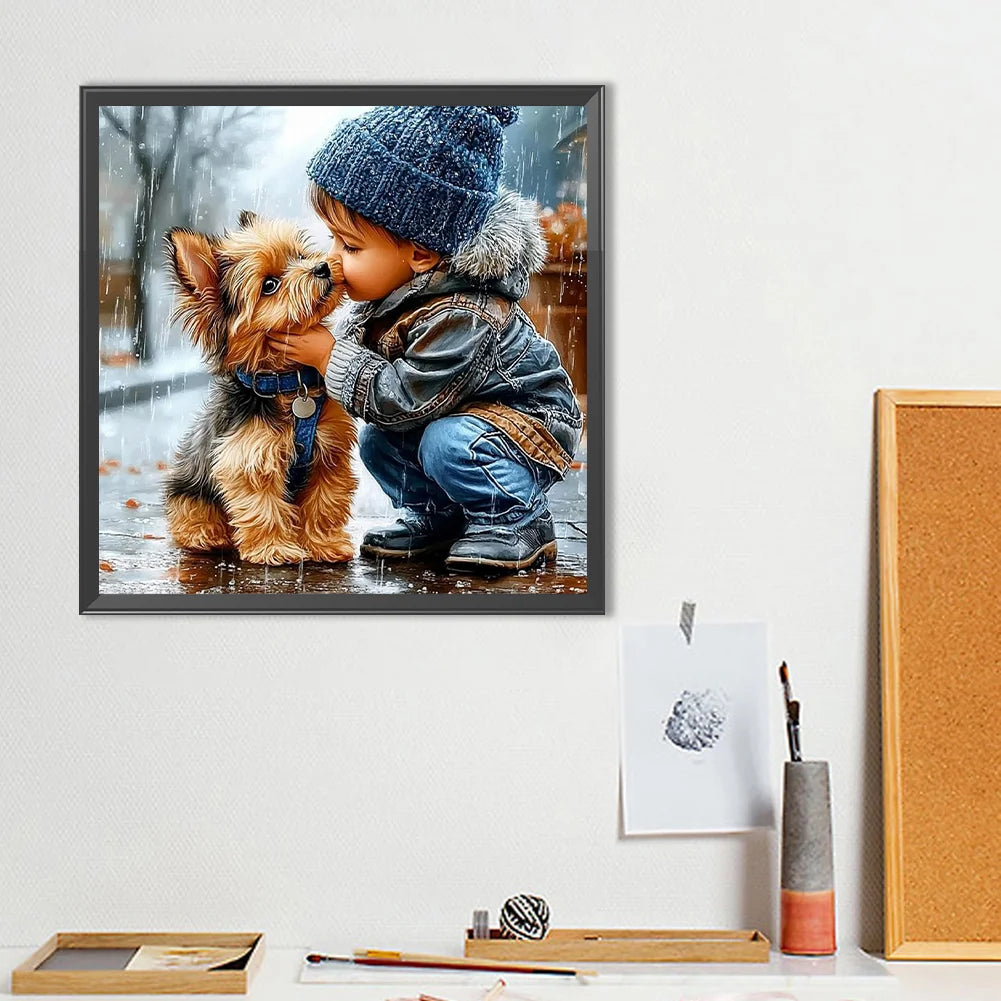 Diamond Painting - Full Round / Square - Little Boy and Dog