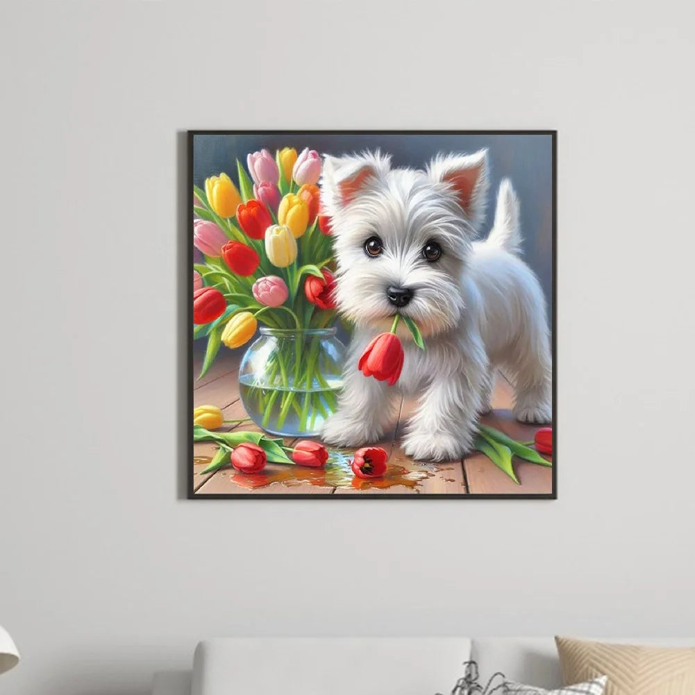 Diamond Painting - Full Round / Square - White Dog