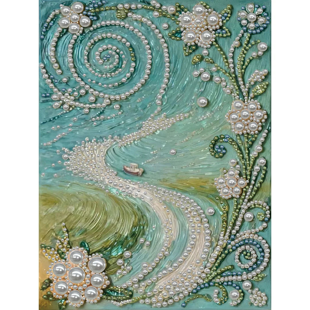 DIY Pearl Painting With Frame - Handmade Self-Adhesive Pearls - Path (30*40cm)