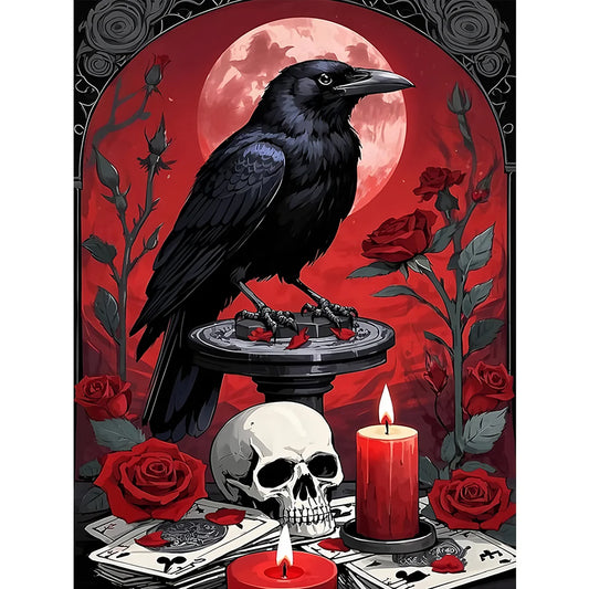 Diamond Painting - Full Round / Square - Skeleton And Crow