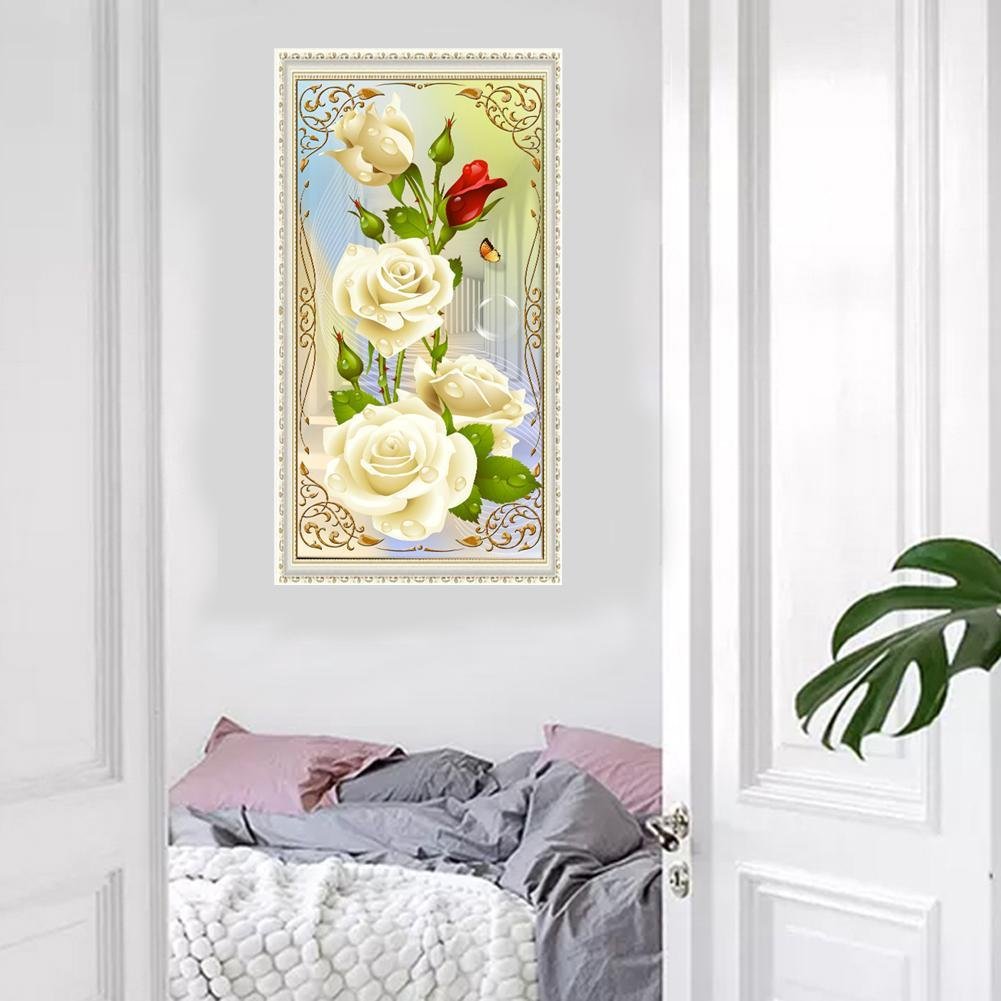 Diamond Painting - Partial Round - White Rose 2