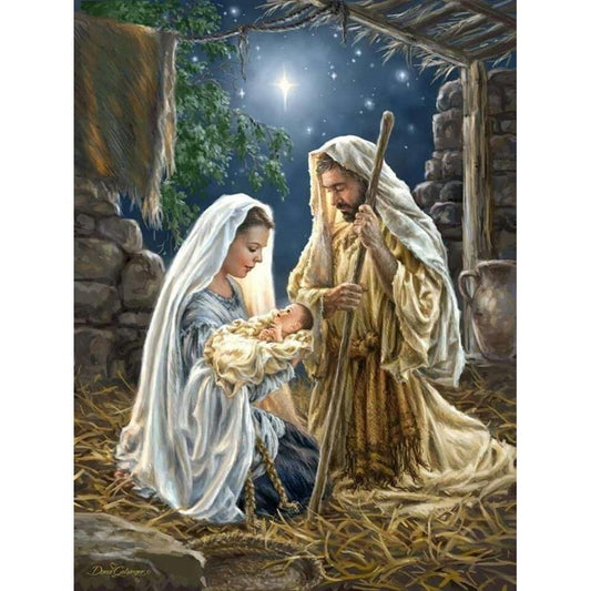 5D Diy Diamond Painting Kit Full Round Beads Jesus Family