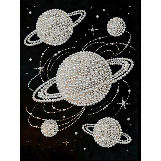 DIY Pearl Painting With Frame - Handmade Self-Adhesive Pearls - Planet (30*40cm)