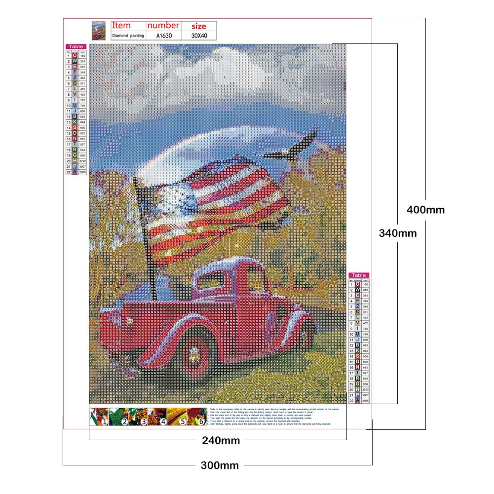Diamond Painting - Full Round - Car with Flag
