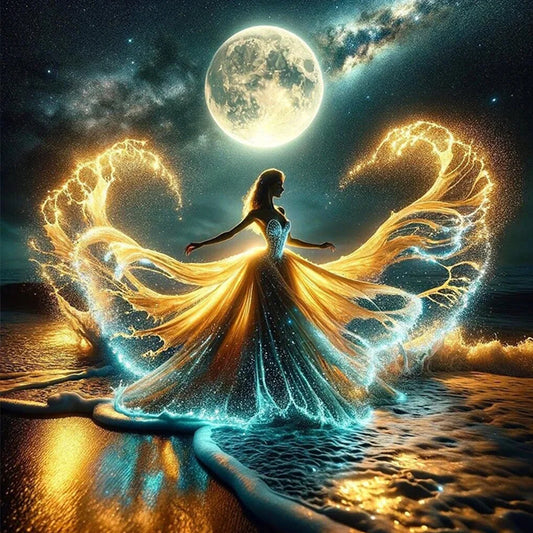 5D DIY Diamond Painting - Full Round / Square - Girl On Night Beach