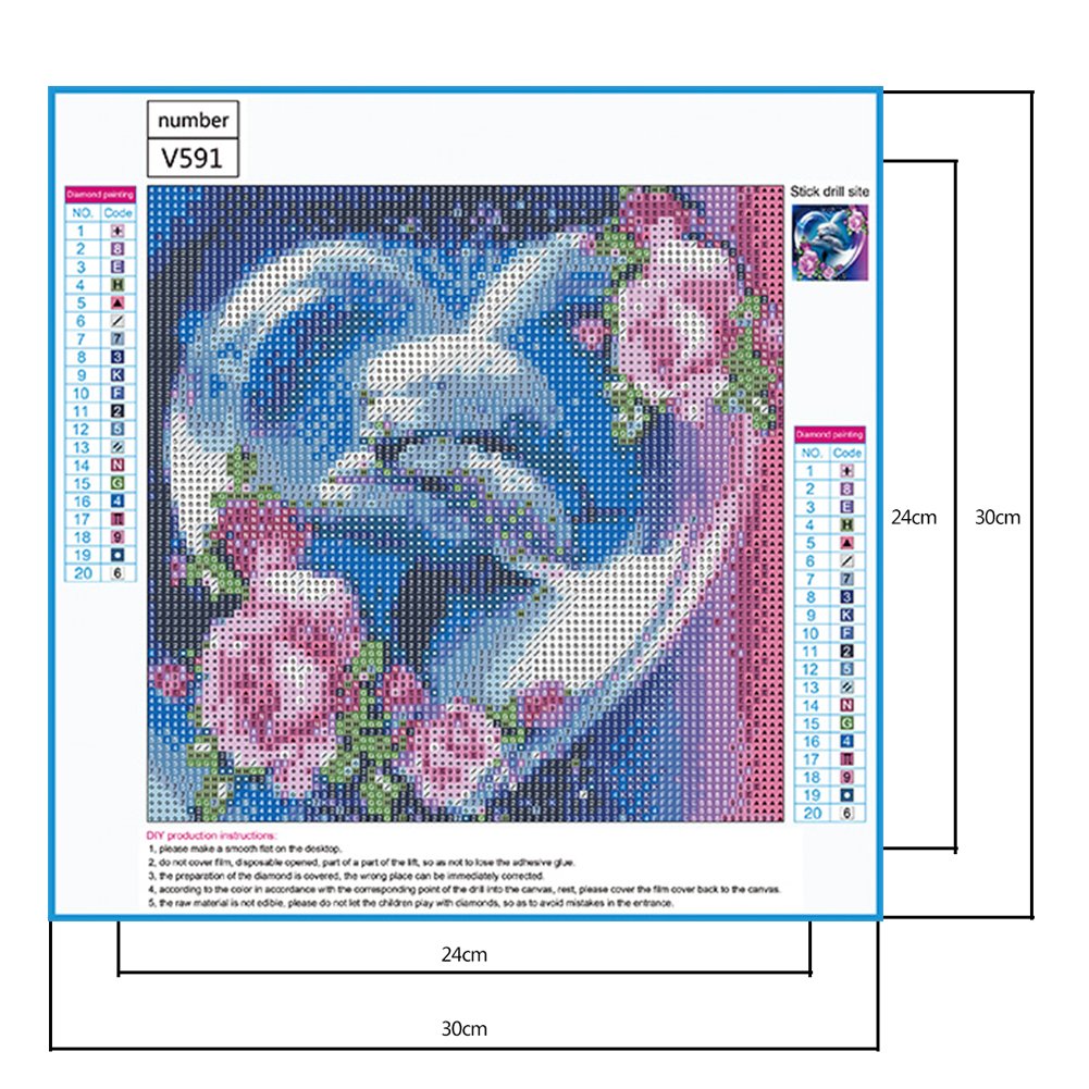 5D DIY Diamond Painting Kit - Full Round - Couple Dolphins