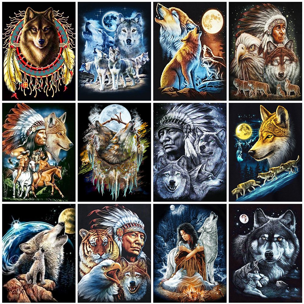 Full Drill  Diamond Painting Art - Native American & Wolves