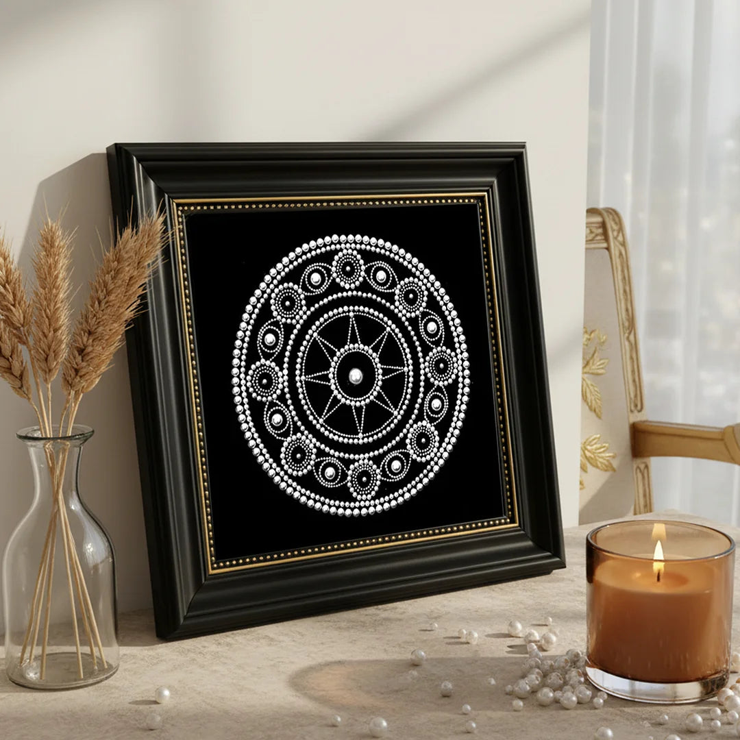 DIY Pearl Painting With Frame - Handmade Self-Adhesive Pearls - Mandala (27*27cm) A