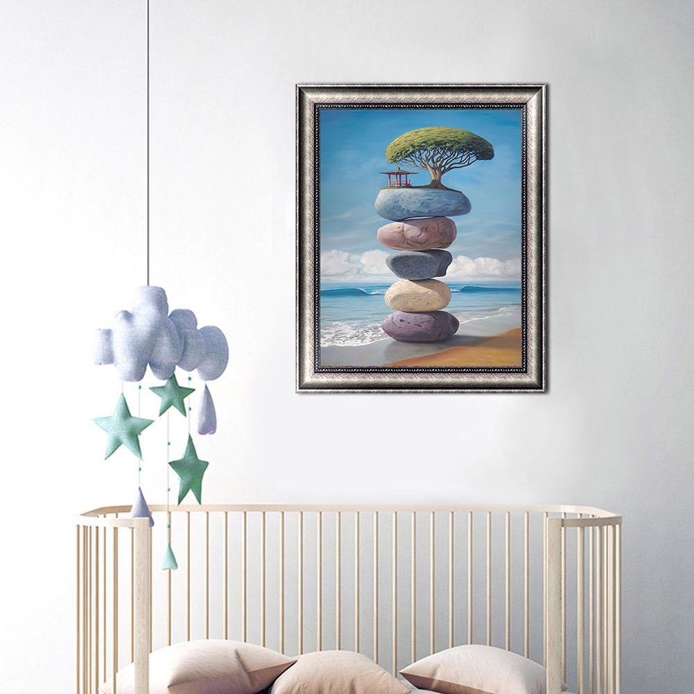 5D DIY Diamond Painting Kit - Full Round - Sea Stone Tree