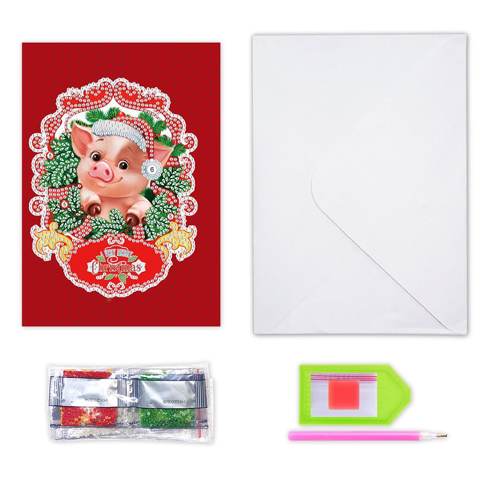 DIY Diamond Painting Greeting Card - Pig A
