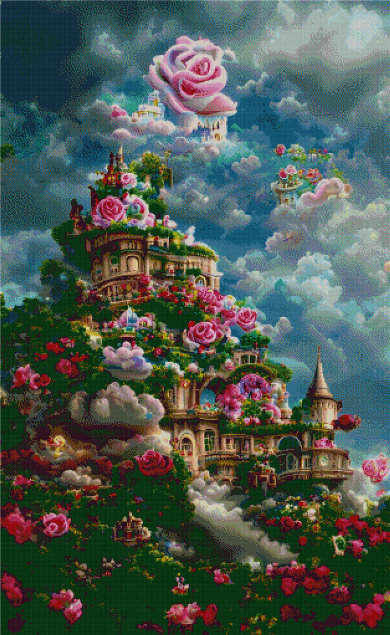Full Round/Square Diamond Painting Kits | Rose Castle A 40x70cm 50x80cm