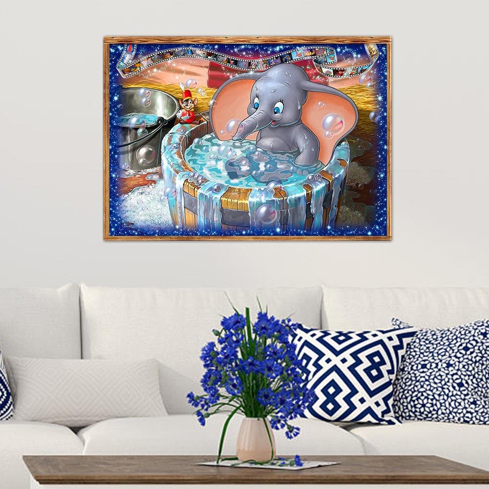 Diamond Painting - Full Round - Bathing elephant A