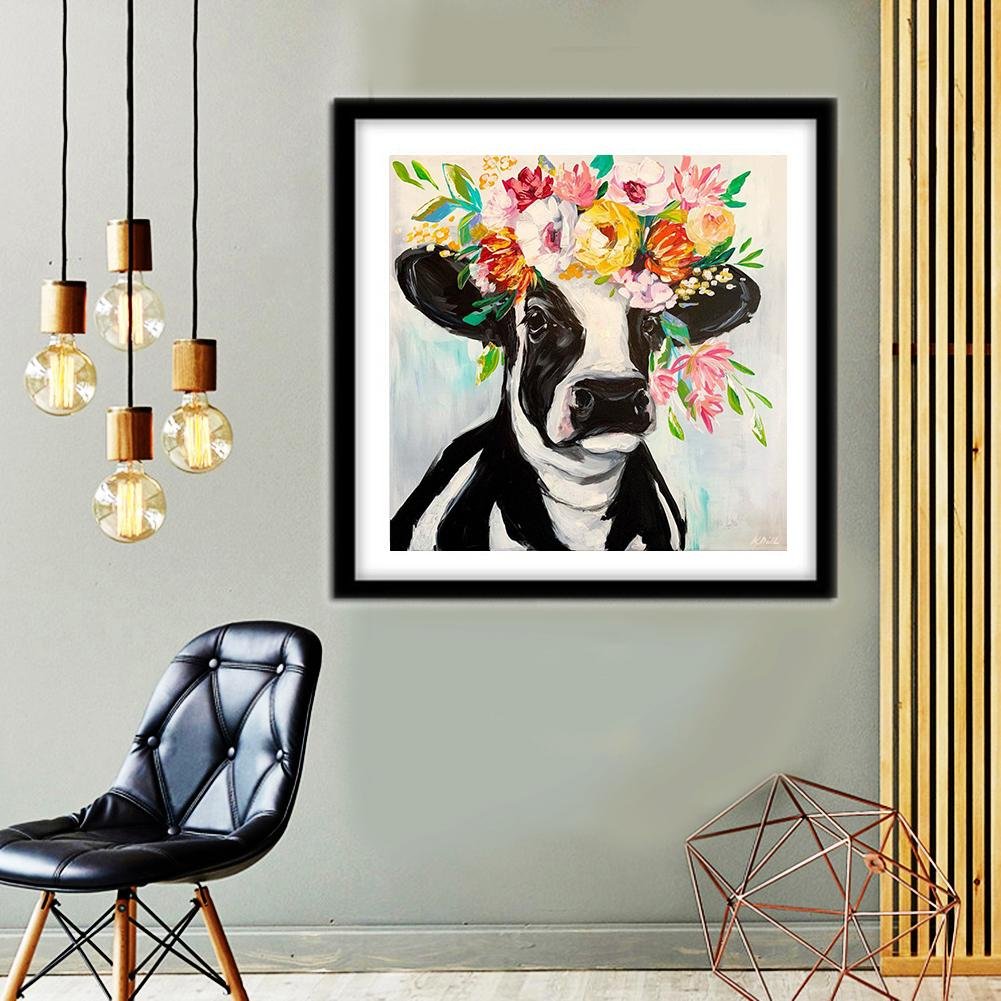 Diamond Painting - Full Round - Flower Cow A