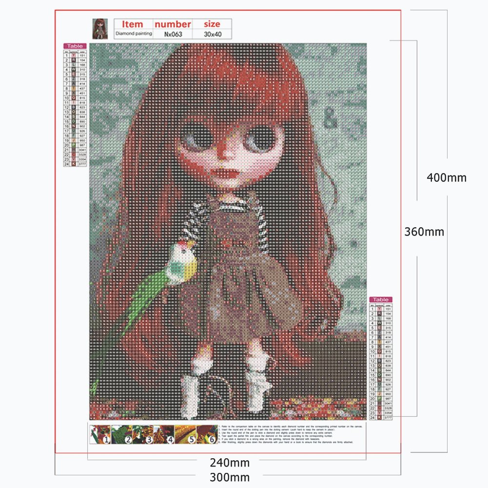 5D DIY Diamond Painting Kit - Full Round - Long Hair Doll