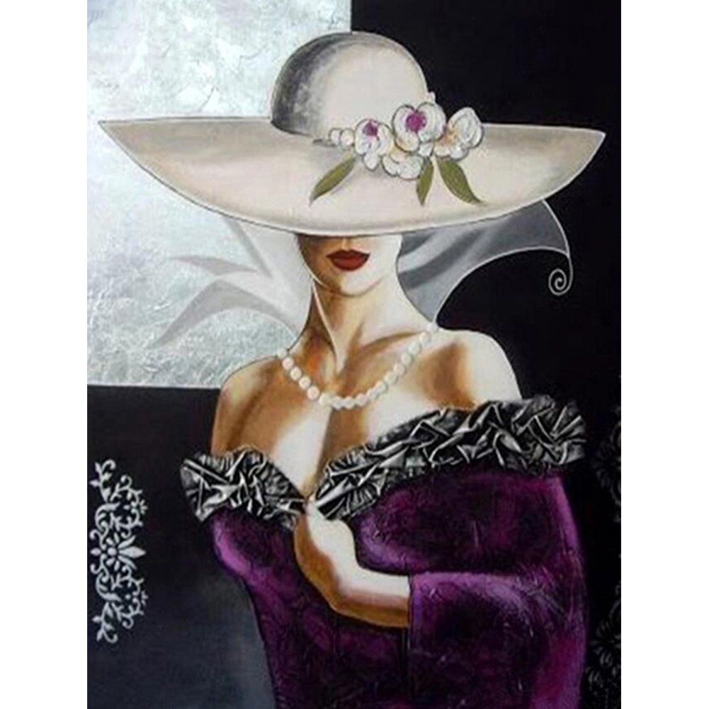 5D Diy Diamond Painting Kit Full Round Beads Elegant Lady