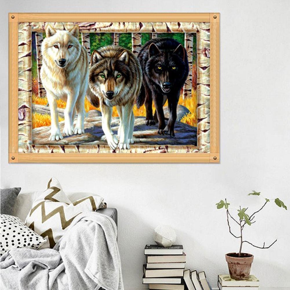 Diamond Painting - Full Round - Three Wolves