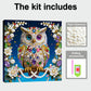 DIY Pearl Painting With Frame - Handmade Self-Adhesive Pearls - Owl (25*25cm) A