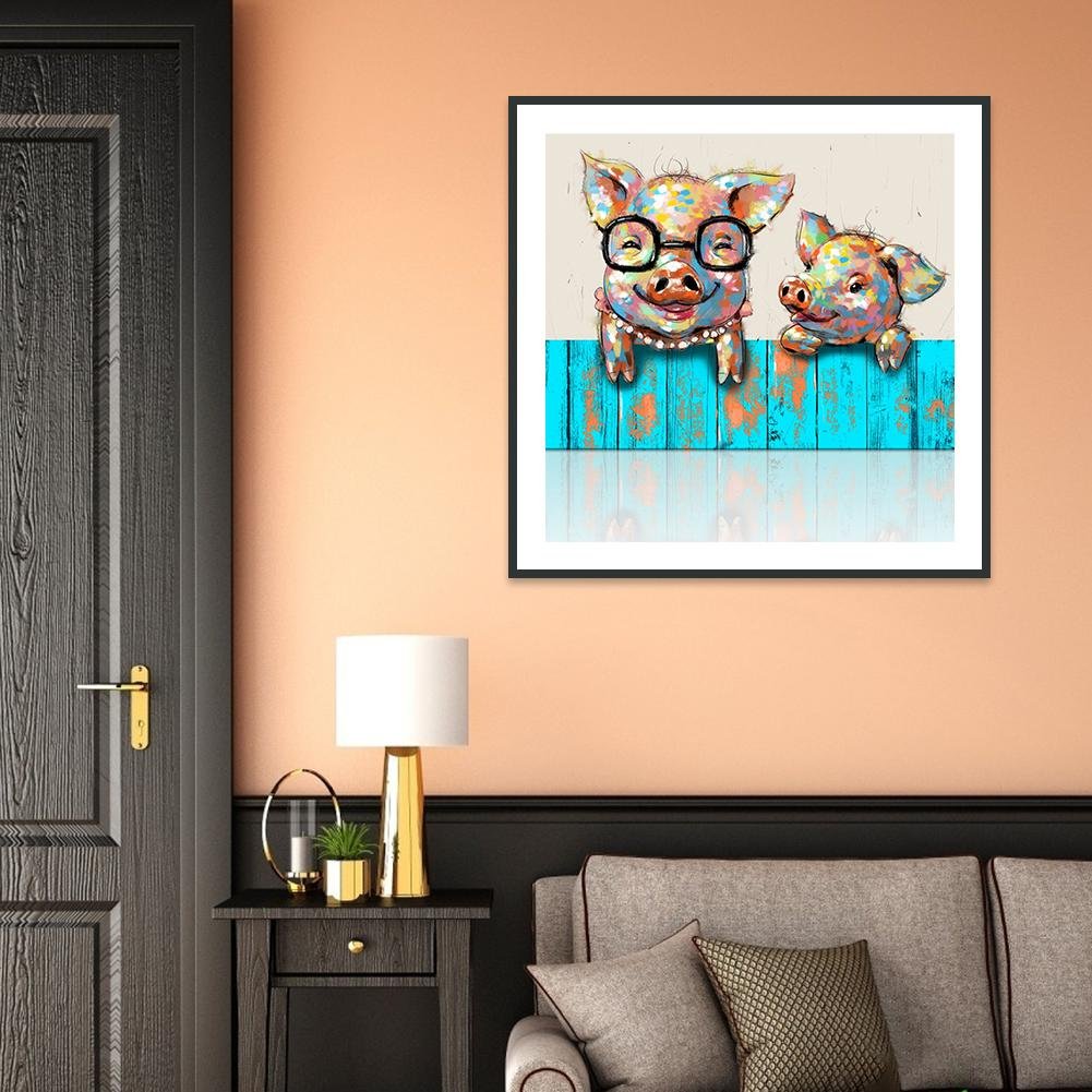 Diamond Painting - Full Round - Pigs