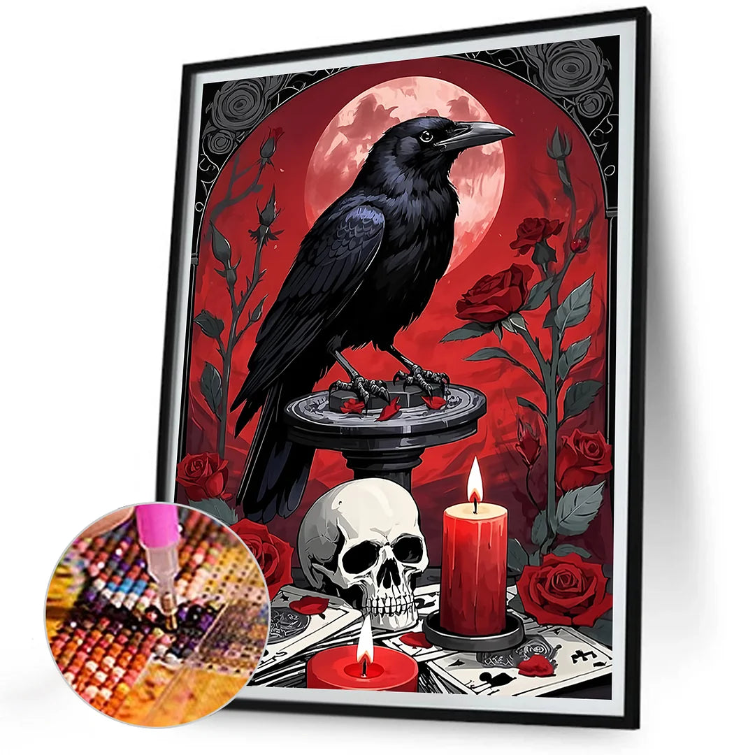 Diamond Painting - Full Round / Square - Skeleton And Crow