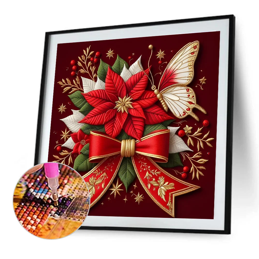 Diamond Painting - Full Round / Square - Red Christmas Poinsettia