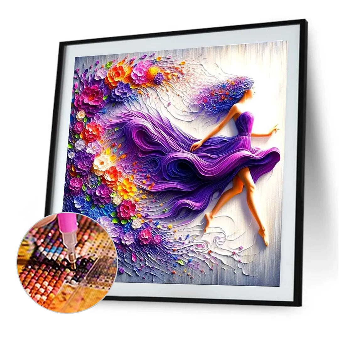 Diamond Painting - Full Round / Square - Girl In Purple