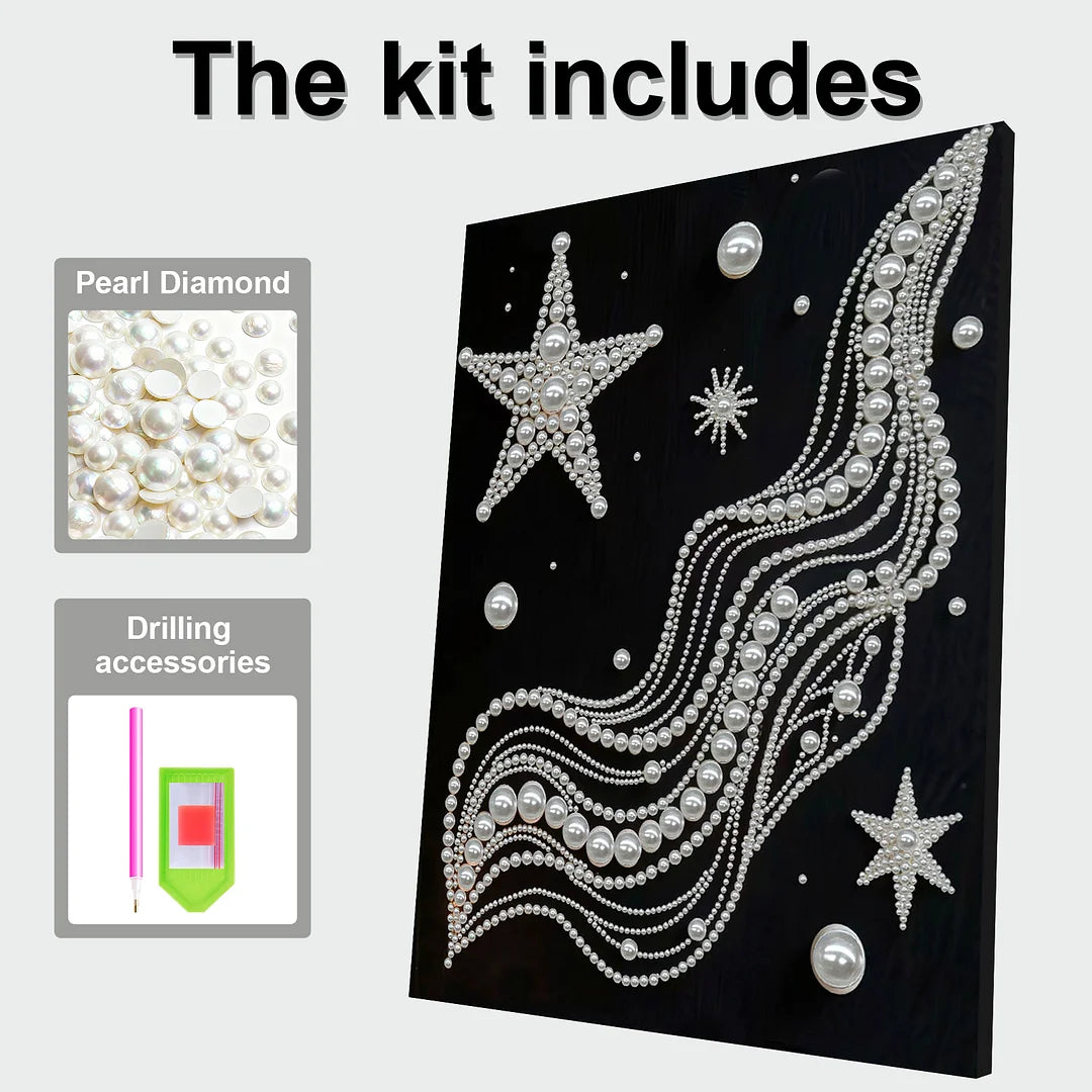 DIY Pearl Painting With Frame - Handmade Self-Adhesive Pearls - Starry Silk (30*40cm) B