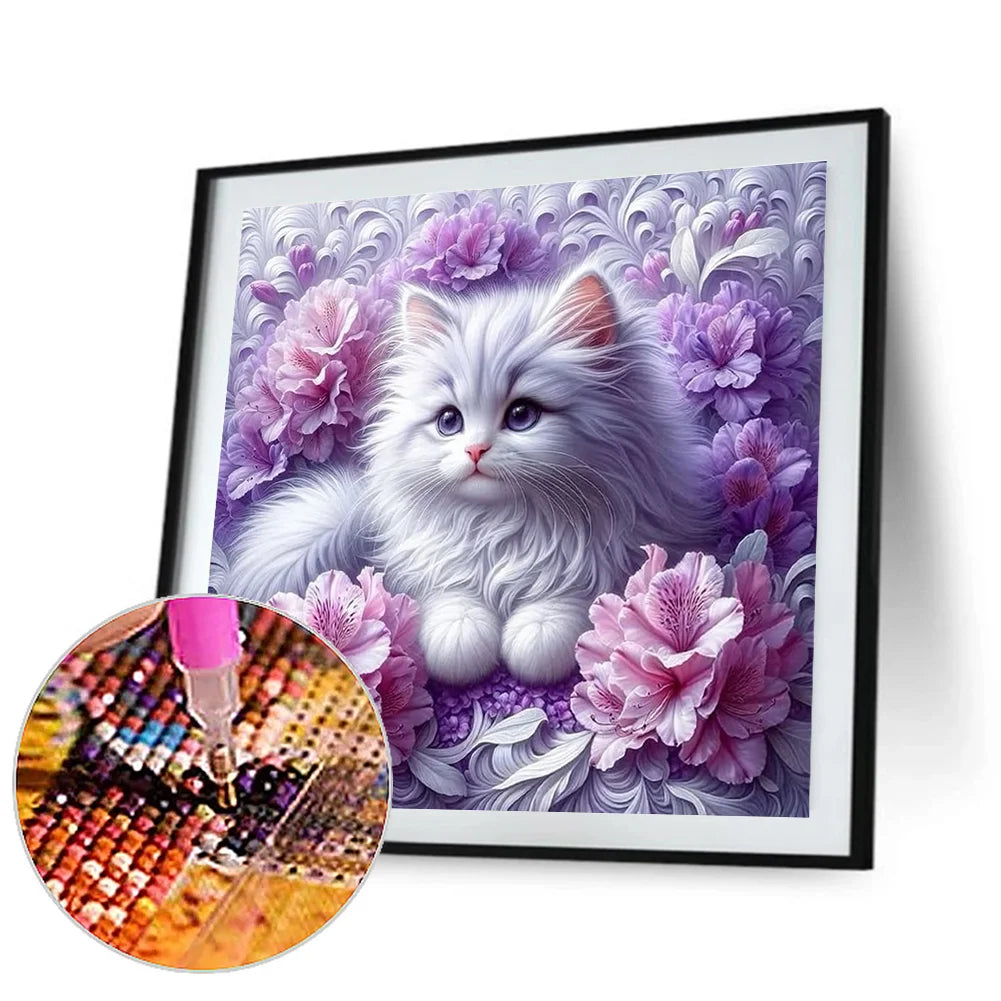 Diamond Painting - Full Round / Square - White Cat