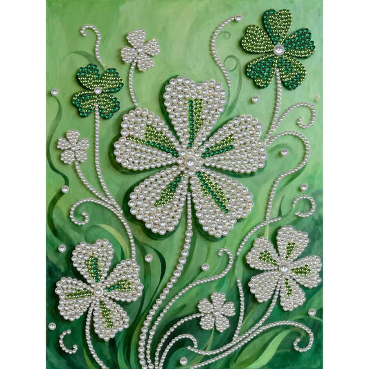 DIY Pearl Painting With Frame - Handmade Self-Adhesive Pearls - Clover (30*40cm)
