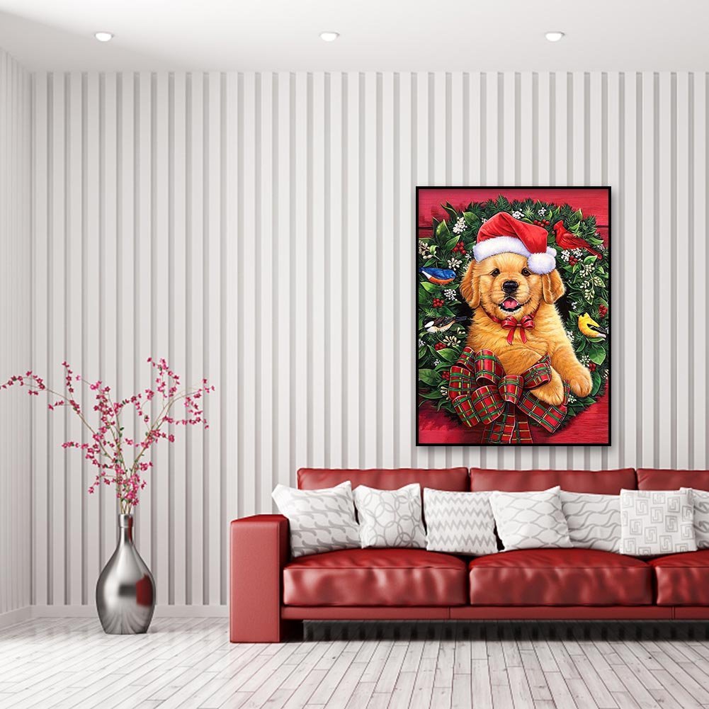 Diamond Painting - Full Round - Christmas Dog A