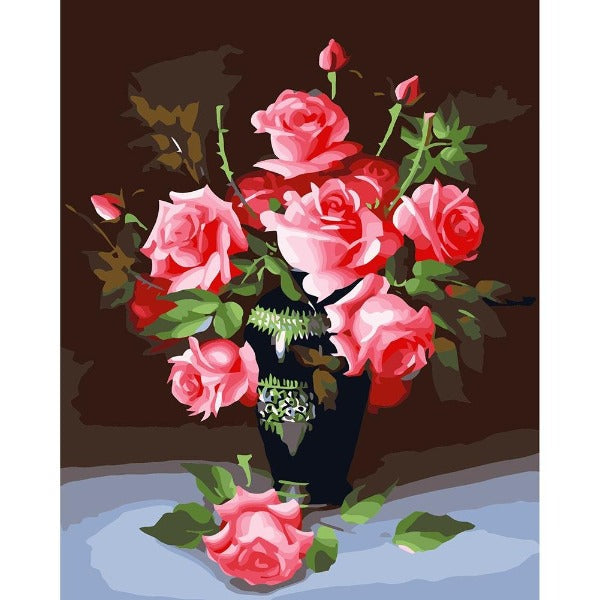 Painting By Numbers Kit Color Flower Hand Painted Canvas Oil Art Picture