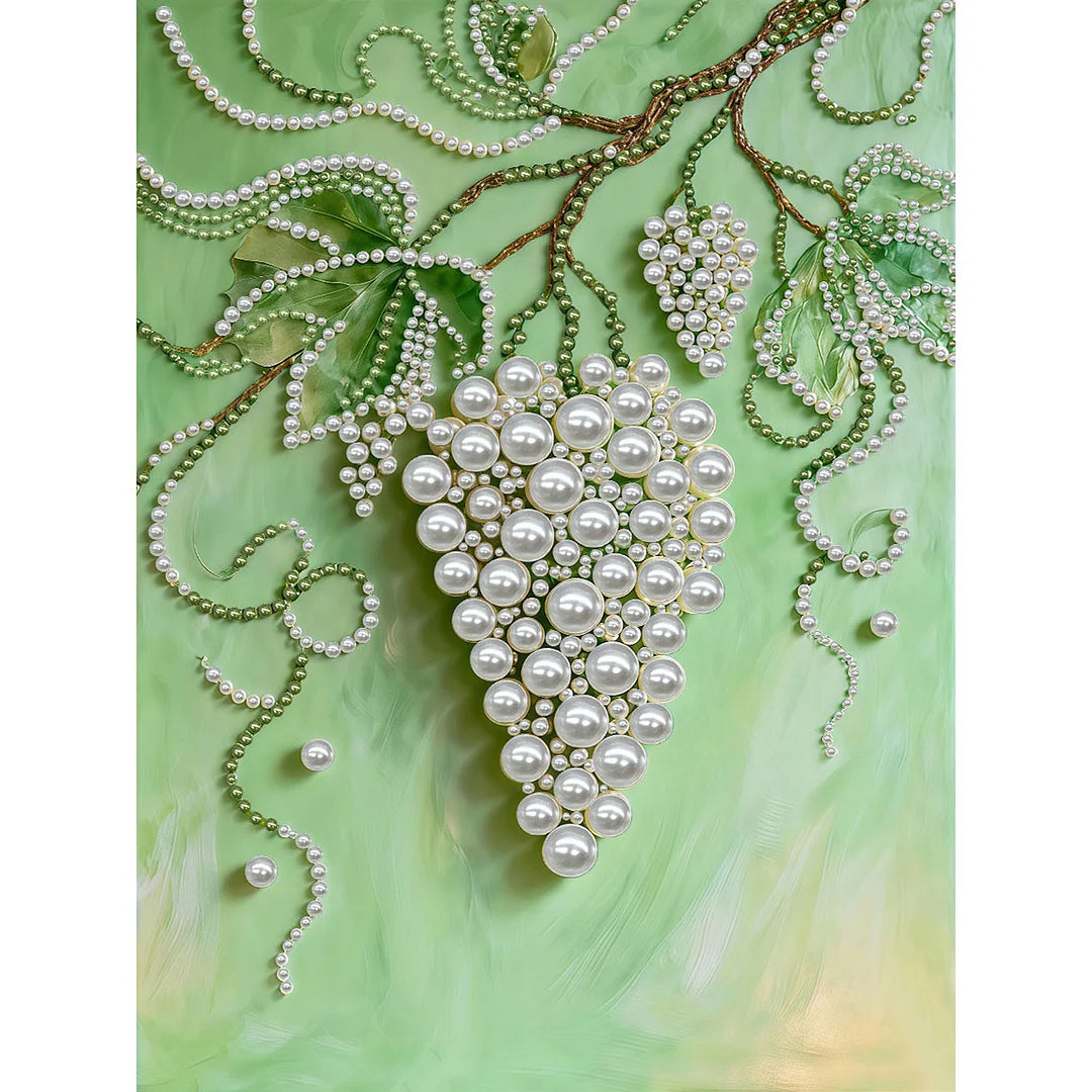DIY Pearl Painting With Frame - Handmade Self-Adhesive Pearls - Grapes (30*40cm)