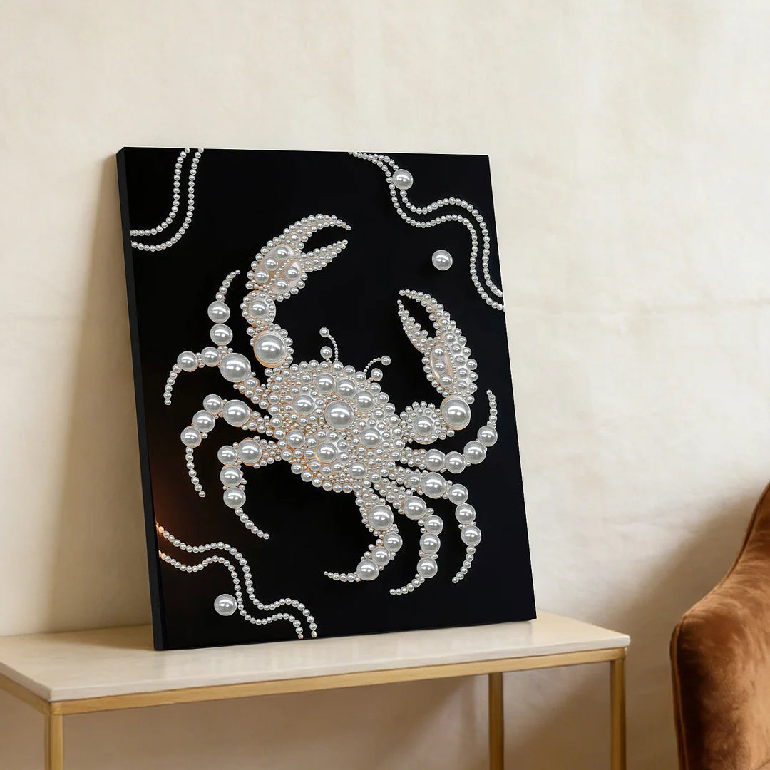 DIY Pearl Painting With Frame - Handmade Self-Adhesive Pearls - Crab (30*40cm)