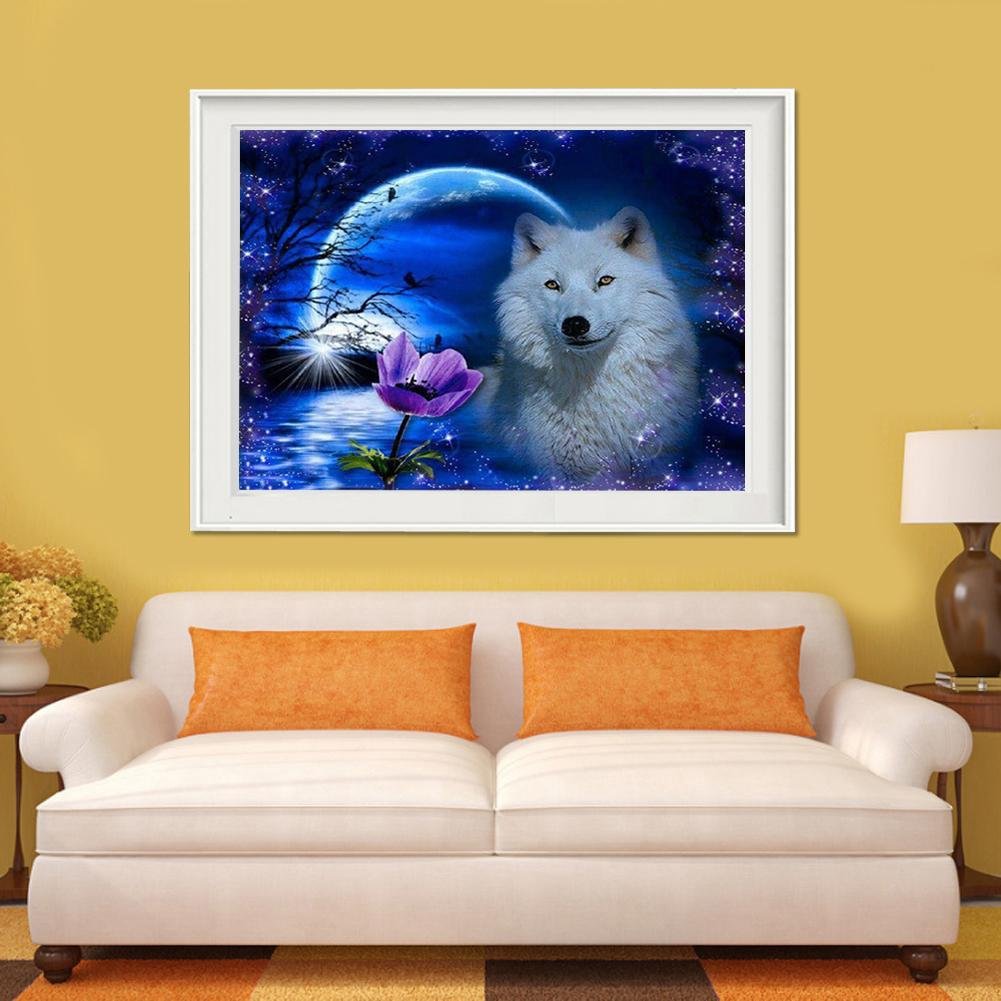 Diamond Painting - Partial Round - Night Wolf