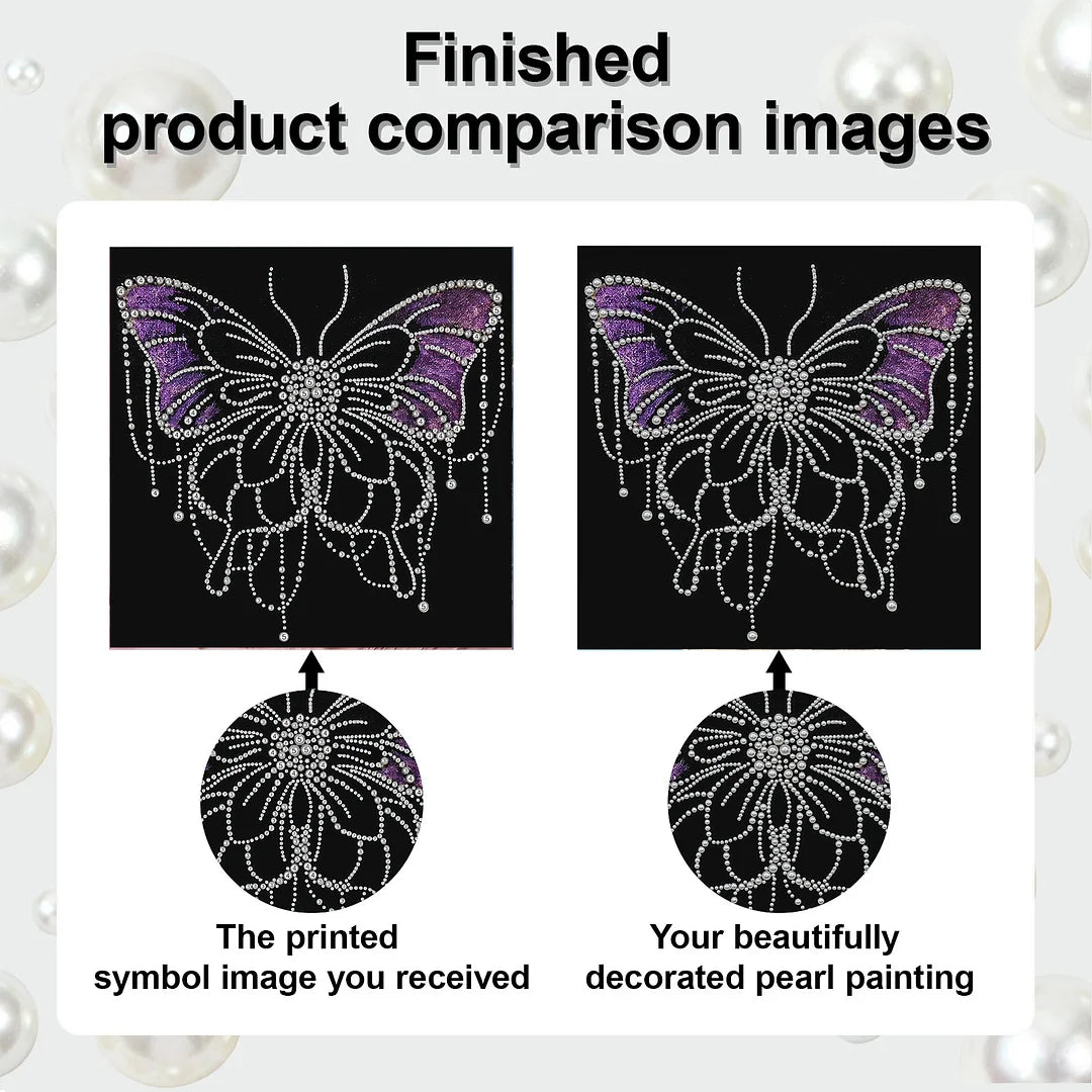 DIY Pearl Painting With Frame - Handmade Self-Adhesive Pearls - Butterfly(30*30cm)
