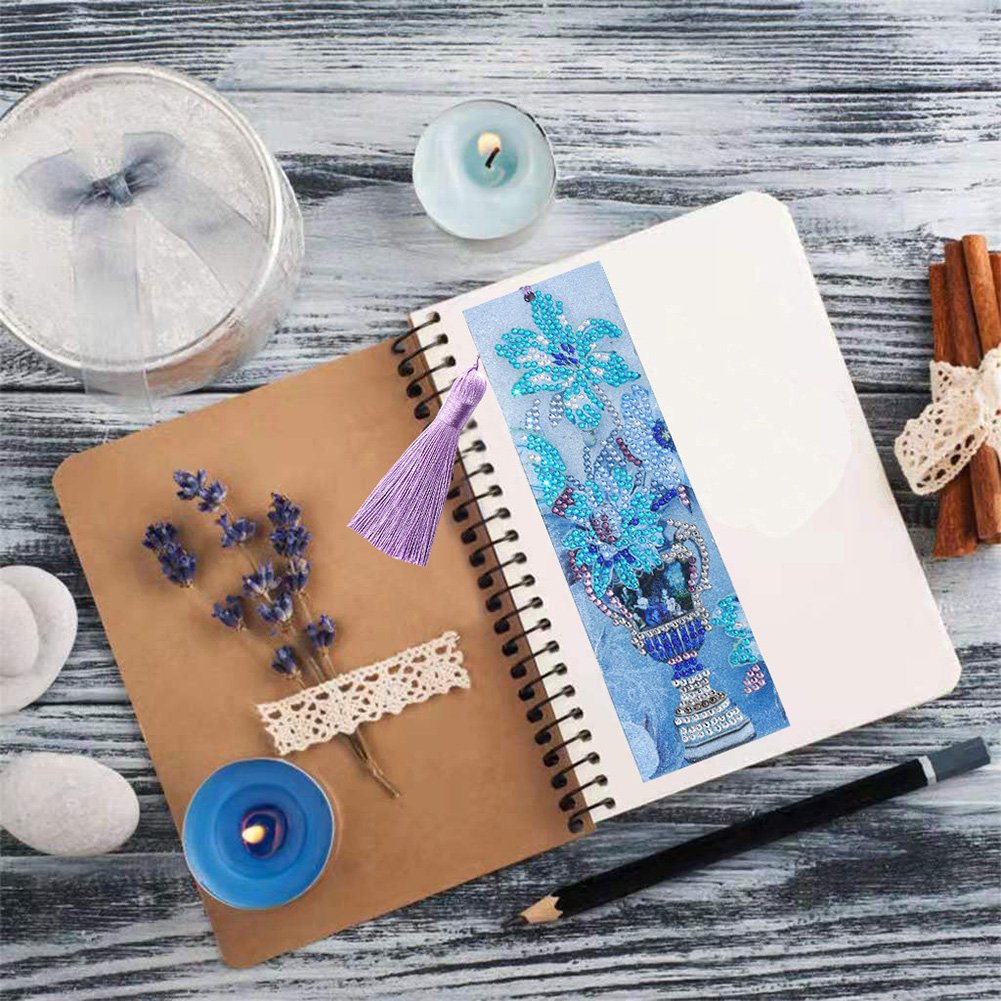 DIY Vase Special Shaped Diamond Painting Leather Bookmark