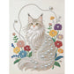 DIY Pearl Painting With Frame - Handmade Self-Adhesive Pearls - White Cat (30*40cm)