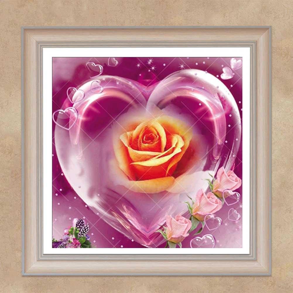 5D DIY Diamond Painting Kit - Full Round - Heart Rose