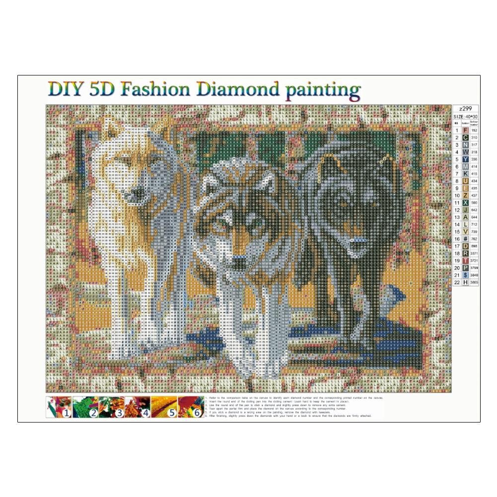Diamond Painting - Full Round - Three Wolves
