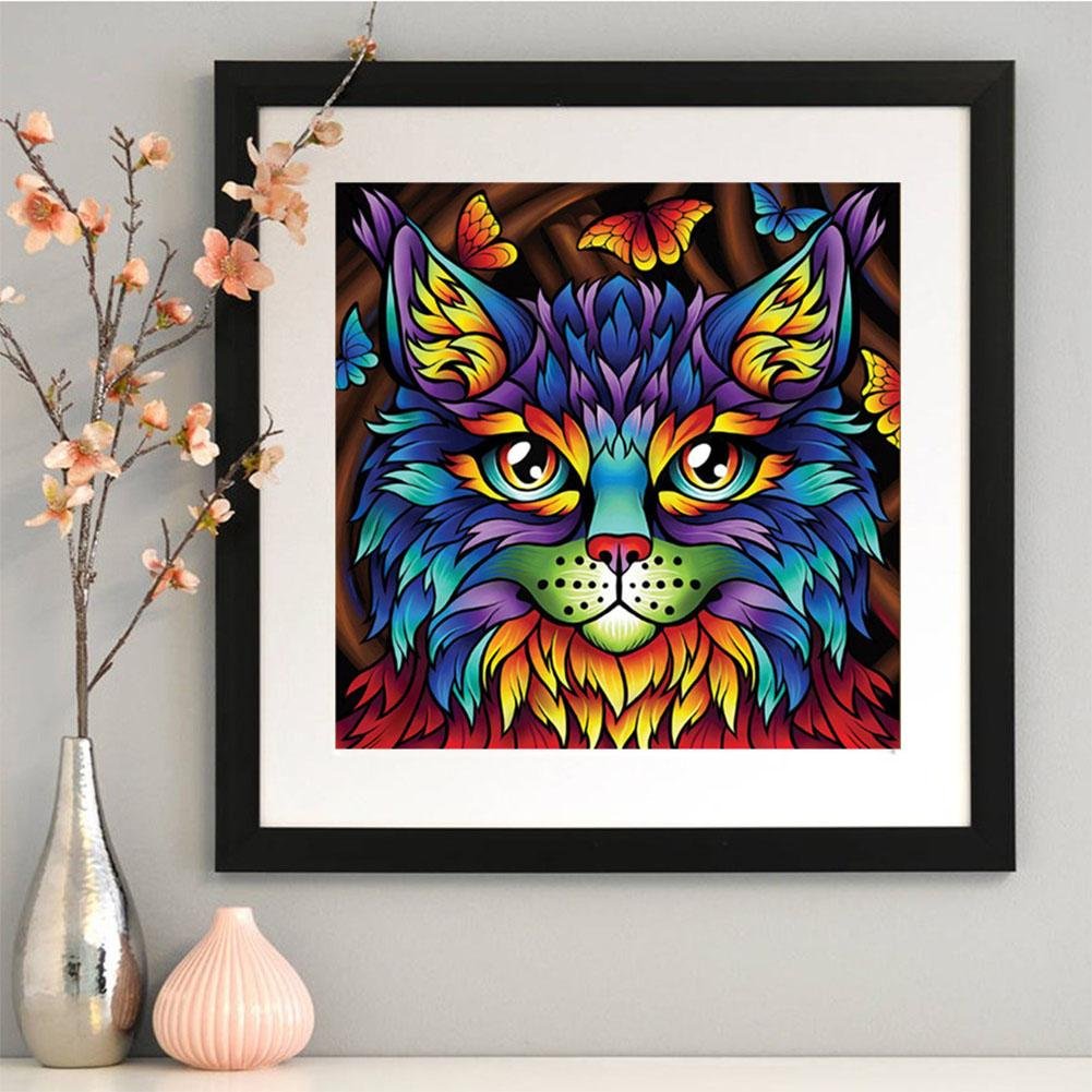 Diamond Painting - Full Round - Colorful Cat B