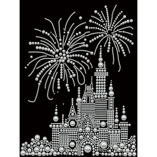 DIY Pearl Painting With Frame - Handmade Self-Adhesive Pearls - Fireworks Castle (30*40cm)