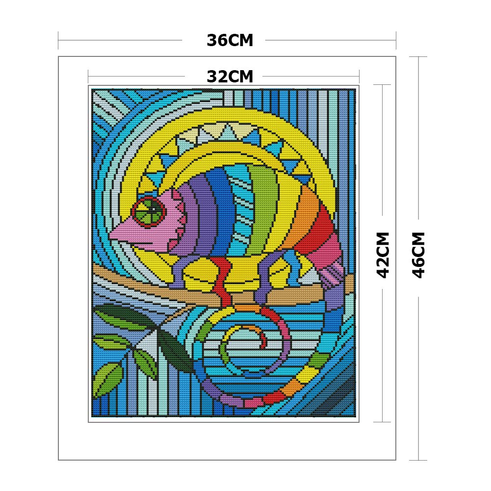 11ct Stamped Cross Stitch - Geometric Lizard(36*46cm)