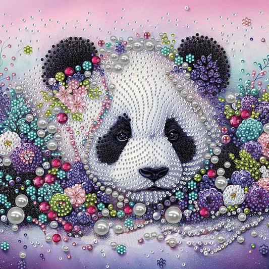 DIY Pearl Painting With Frame - Handmade Self-Adhesive Pearls - Panda (25*25cm)