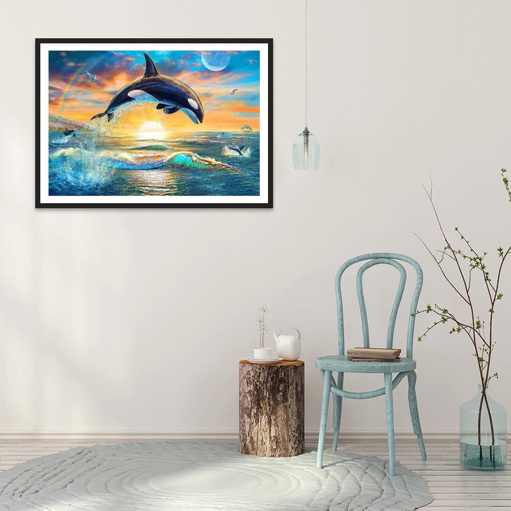 5D DIY Diamond Painting Kit - Full Round - Dolphin B
