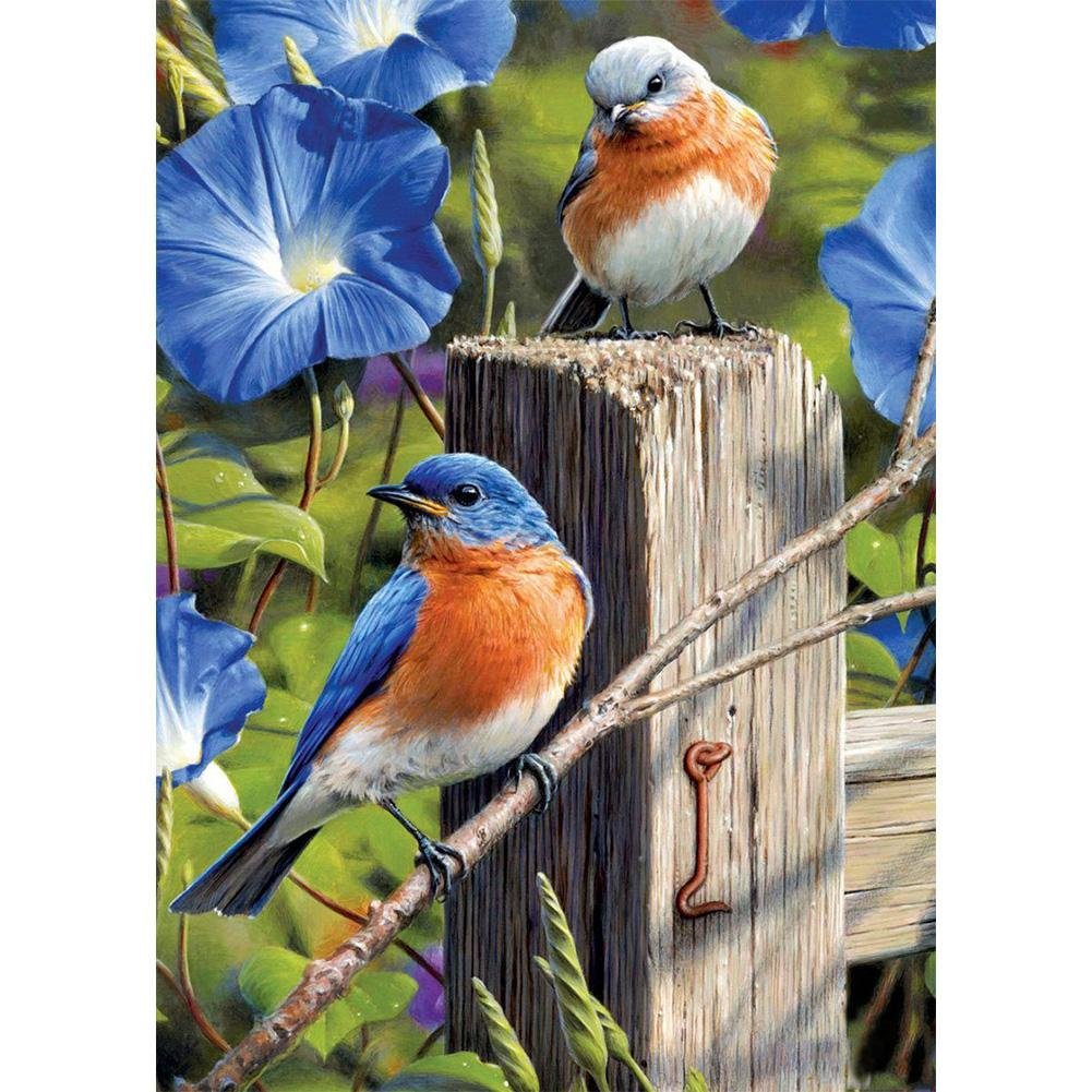 5D Diy Diamond Painting Kit Full Round Beads Birds Petunia