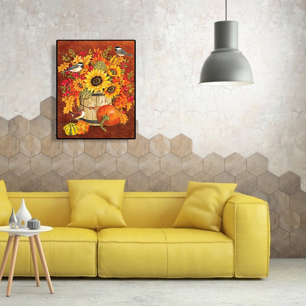 5D DIY Diamond Painting Kit - Full Round - Pumpkin Sunflower B