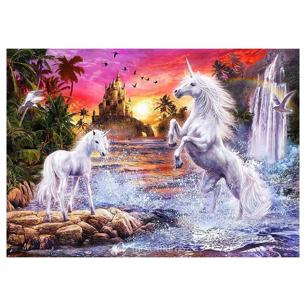 Diamond Painting Partial Round Fantasy Horse Castle