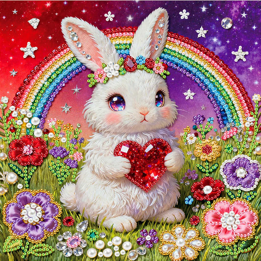 DIY Pearl Painting With Frame - Handmade Self-Adhesive Pearls - Rabbit (25*25cm)