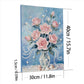 DIY Pearl Painting With Frame - Handmade Self-Adhesive Pearls - Pink flowers (30*40cm) A
